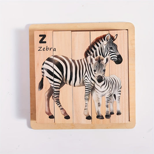 Wooden Animal Puzzle Toy 4 in 1 Animal Cognitive Puzzle Board