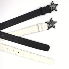 Vintage Punk Belt with Rhinestone Pentagram Buckle