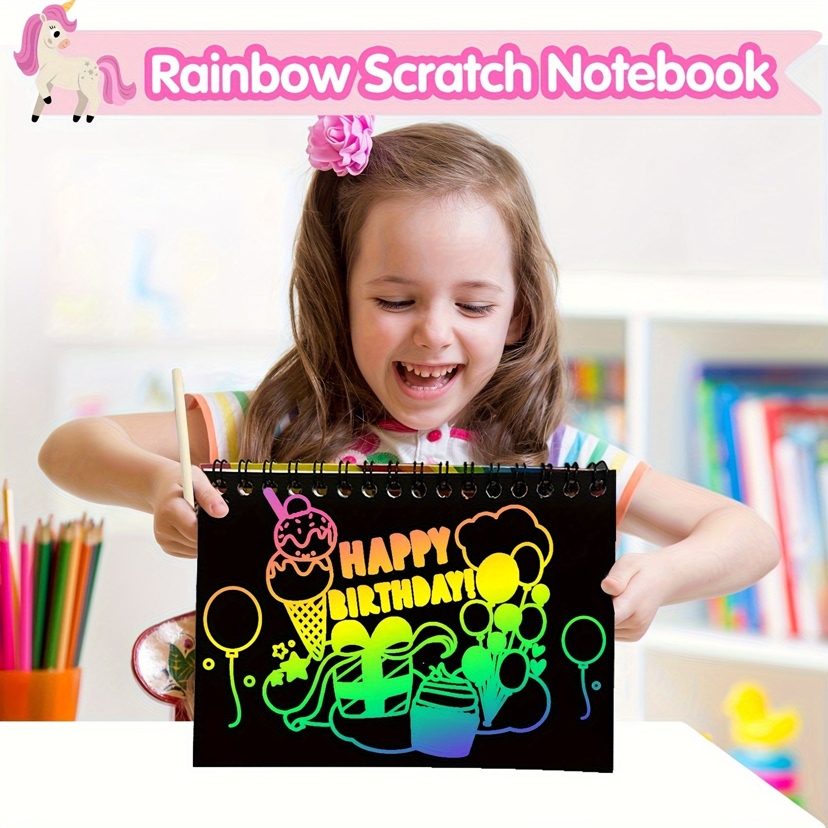 24 Pack Unicorn Scratch Art Notebooks Birthday Party Favors
