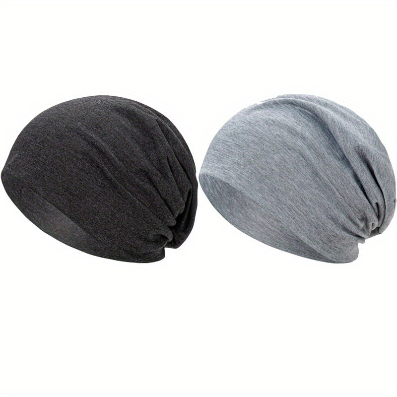 2pcs Solid Thin Headgear Hat European American Autumn Winter Warm Cap