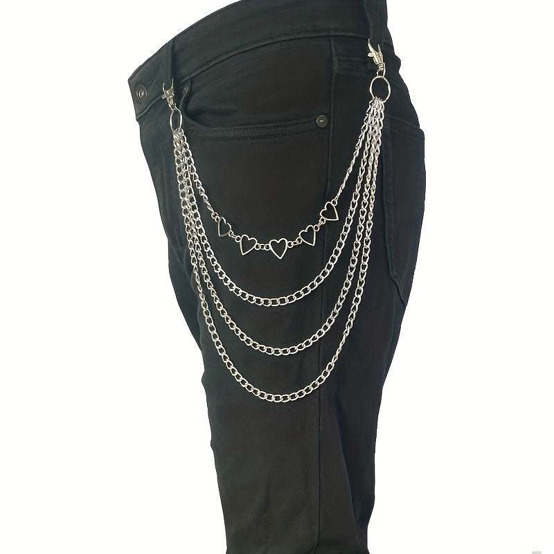 Heart Layer Metal Chain Pants Chain Men's Waist Chain Y2K