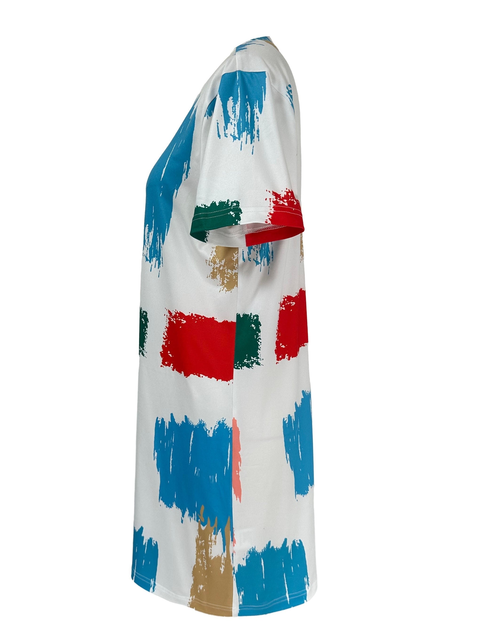 Colorful Graffiti Print Lounge Dress Crew Neck Tank Home Dress