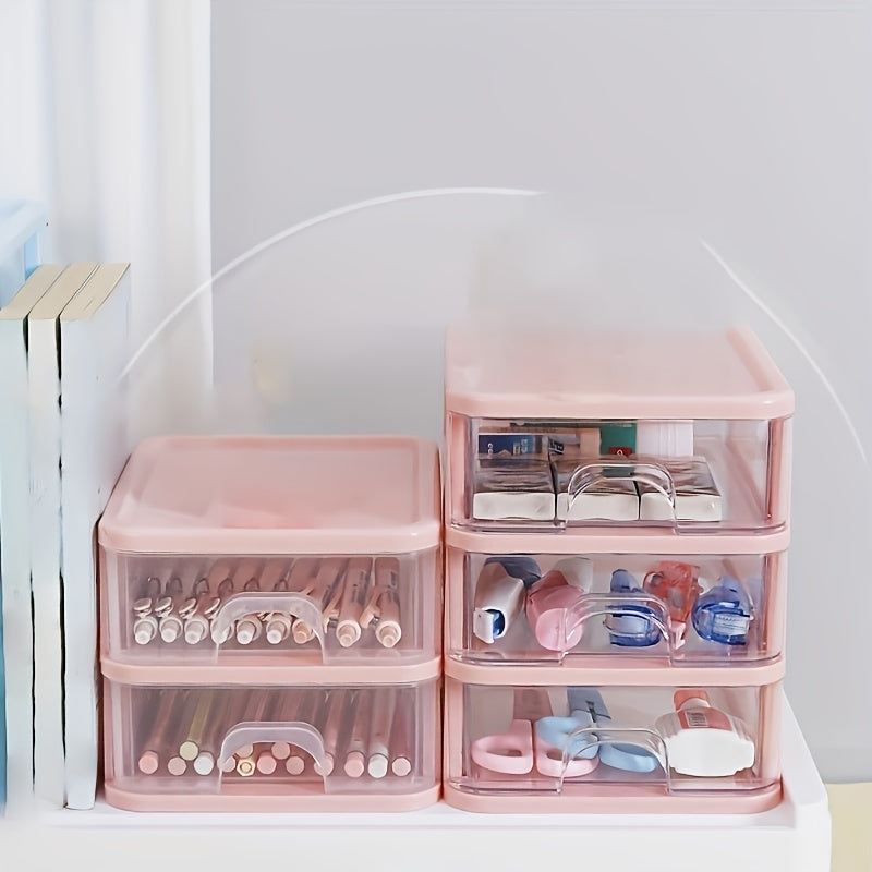 Plastic Drawer Storage Box Organizer Cosmetics Makeup Office Desk
