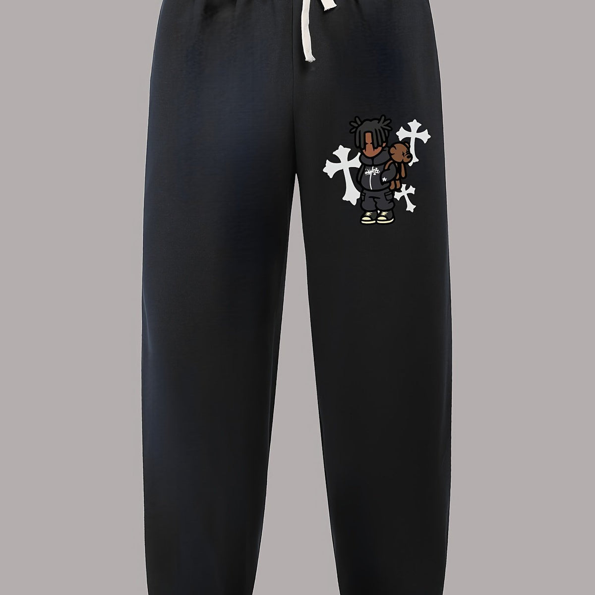Boy & Cross Pattern Joggers Men s Casual Stretch Waist Drawstring Sports Pants
