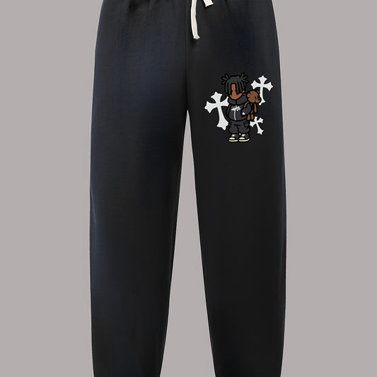 Boy & Cross Pattern Joggers Men s Casual Stretch Waist Drawstring Sports Pants