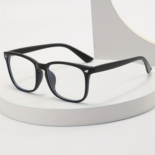 Square Frame Clear Lens Glasses Minimalist Metal Decor Eyewear Mod