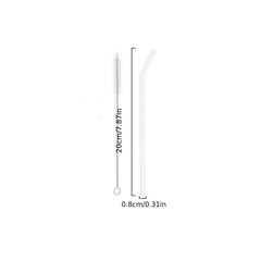 3pcs Reusable Glass Straws With Cleaning Brush Heat Resistant Clear Straw