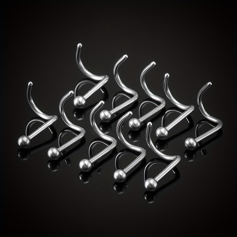 50Pcs Stainless Steel Nose Studs Ring Set Body Piercing Jewelry