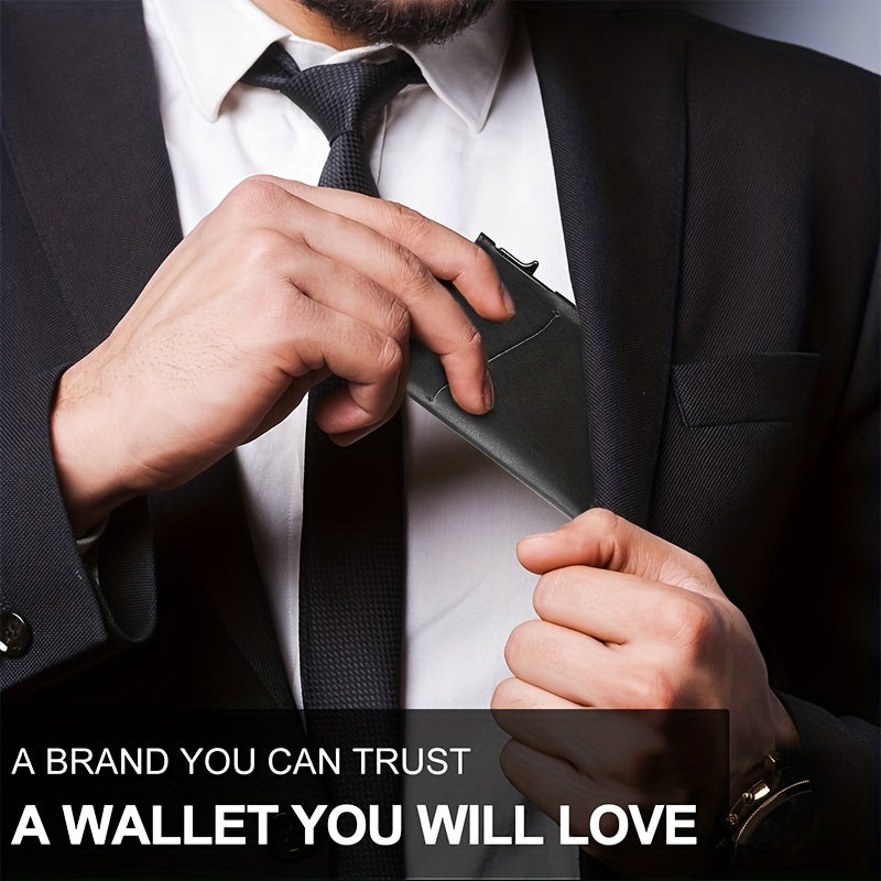 ALLANSING Slim Card Holder Leather Wallet Minimalist Pop Up RFID Blocking Wallet