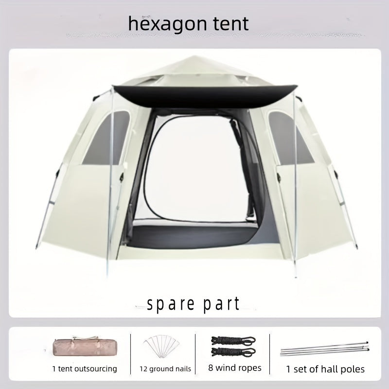 Durable Waterproof Camping Tent with Two Doors and Four Windows