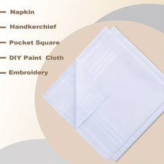 12pcs Solid Stripe Hankies Large Square Classic Handkerchief Bulk Set
