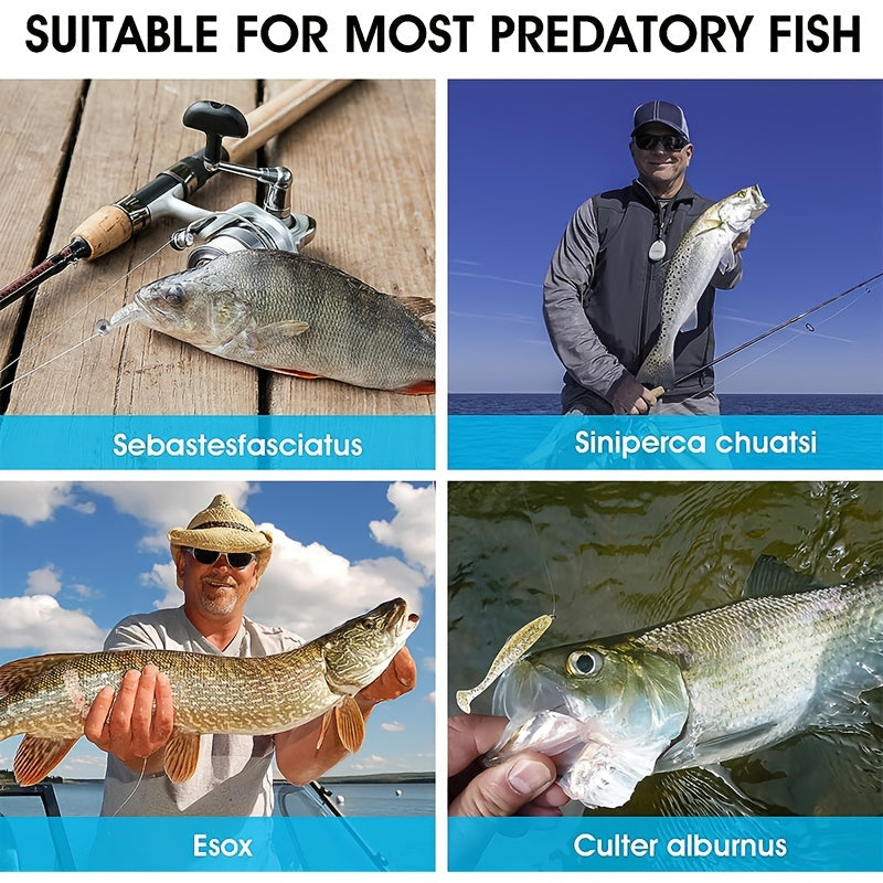 50pcs Soft Lures Fishing Swimbaits Paddle Plastic Tail Bait Trout Salmon Redfish
