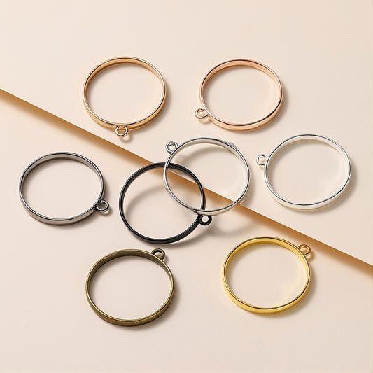 10Pcs Alloy Water Droplet Round Frame Pendant for DIY Jewelry