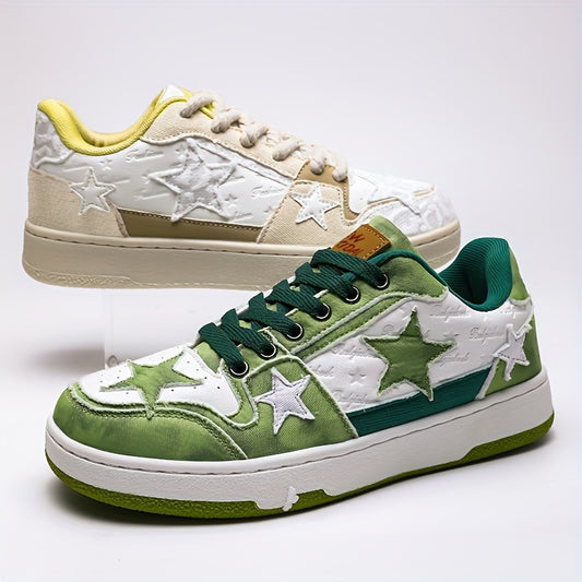 Men's Mesh Star Distressed Canvas Skate Shoes