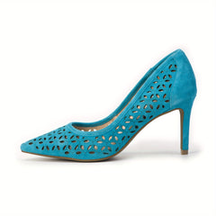 Women's Hollow Out High Heels Retro Pointed Toe Slip On Stiletto Heels