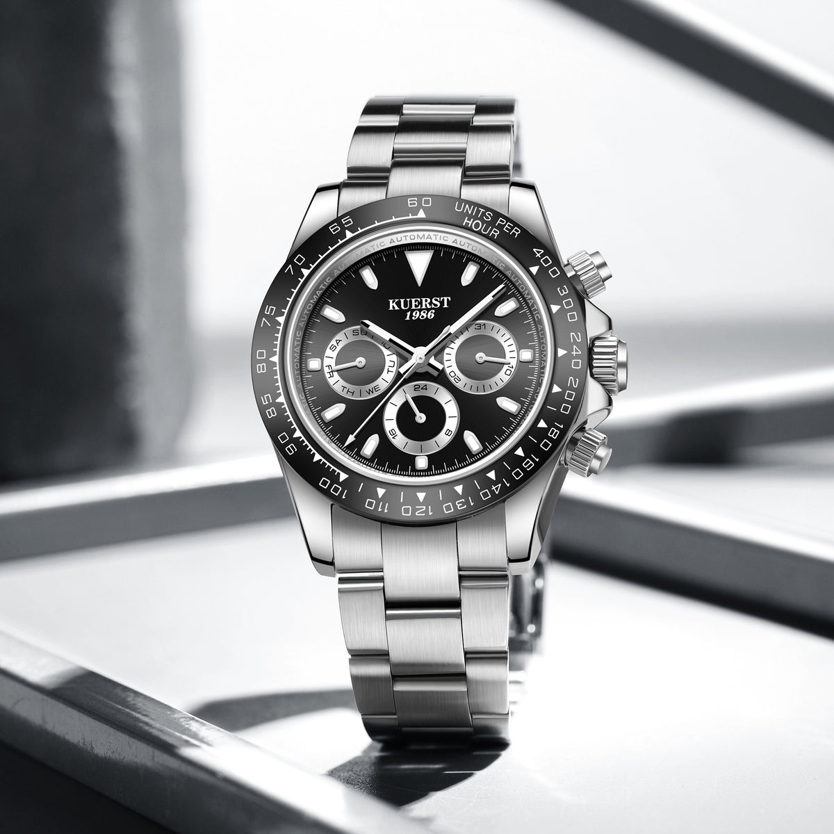 KUERST Ceramic Circle Waterproof Luminous Mechanical Watch