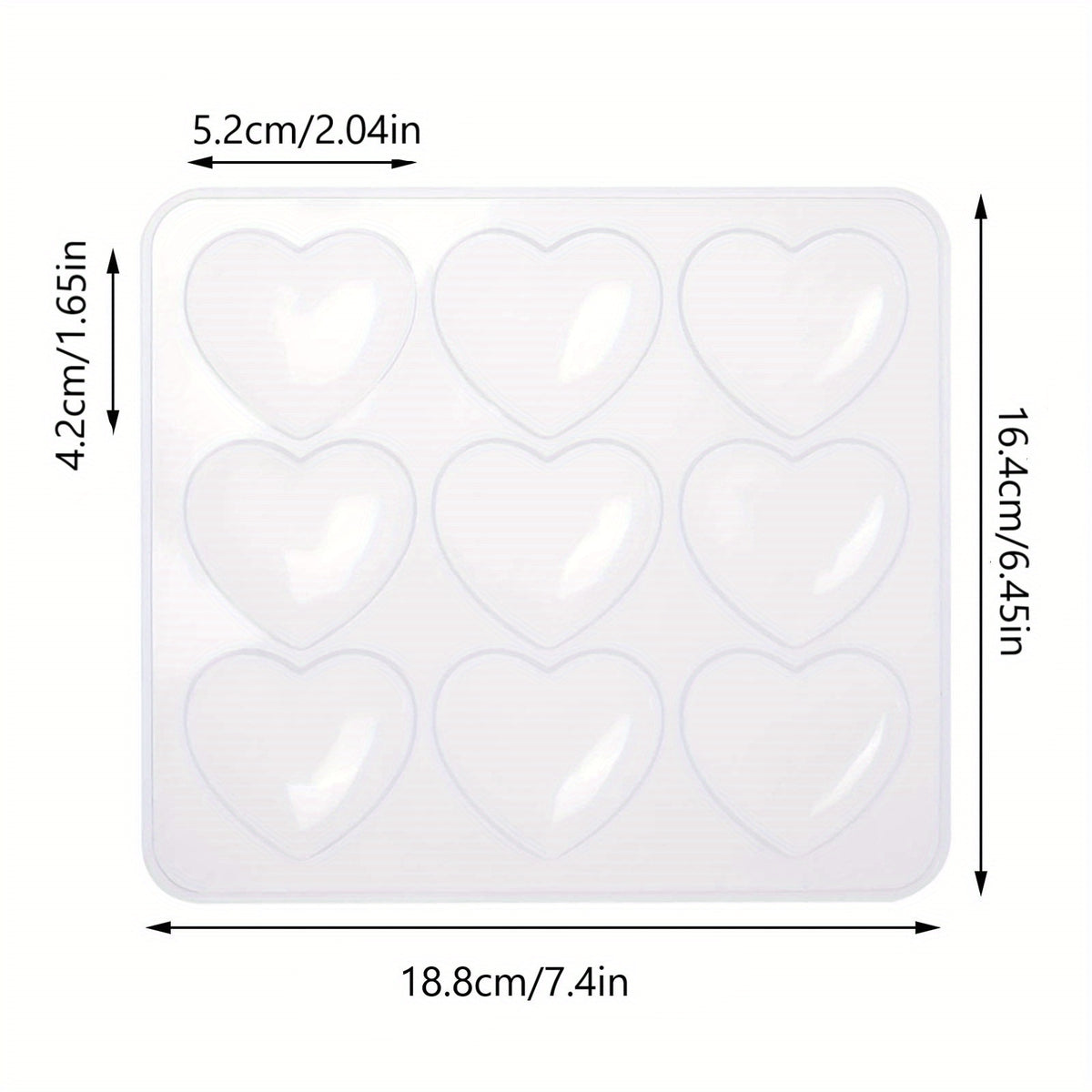 9 Hole Heart Resin Mold Silicone Charm Mold for DIY Keychain Pendant