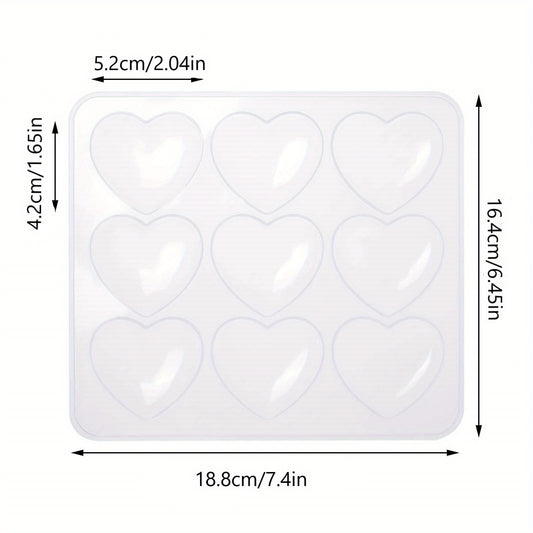 9 Hole Heart Resin Mold Silicone Charm Mold for DIY Keychain Pendant