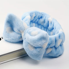 2pcs Polka Dot Bow Headband for Daily SPA Skin Care