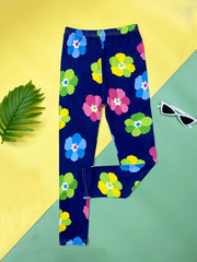 Girls Colorful Flowers Stretch Yoga Pants High Waist Slim Leggings