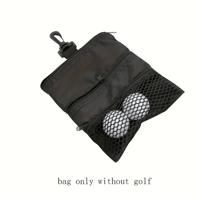 Portable Pocket Pouch for Golf Bag - 3 Zippered Pockets & Clips