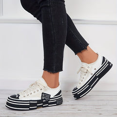 Women's Canvas Lace Up Platform Sneakers