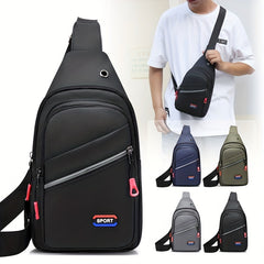 Men's Waterproof Crossbody Bag With Earphone Hole Large Capacity