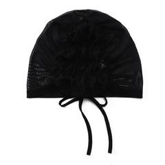 Adjustable Women Hijab Cap Drawstring Mesh Lace Up Headwear Hat