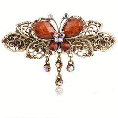 Retro Butterfly Crystal Hair Clip Rhinestone Hollow Duck Billed Head Jewelry