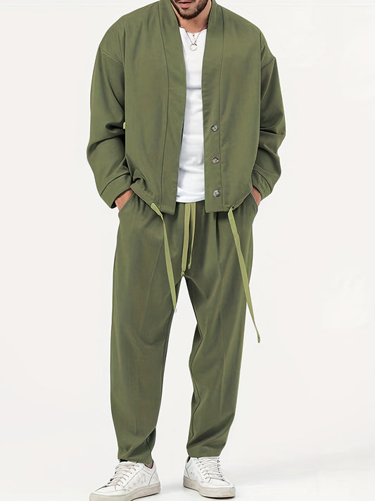 Men's 2 Piece Casual Jacket & Sweatpants Set for Spring Autumn