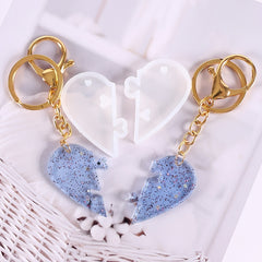 Heart Puzzle Pendant Silicone Mold Love Lock Resin Mold