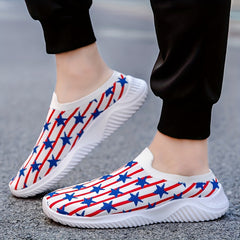 Women's Knitting Sock Shoes Star & Striped Low Top Slip On Shoes