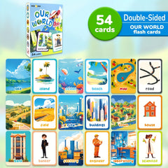 54pc Our World Flashcards - Travel Seasons Weather Nursery Office