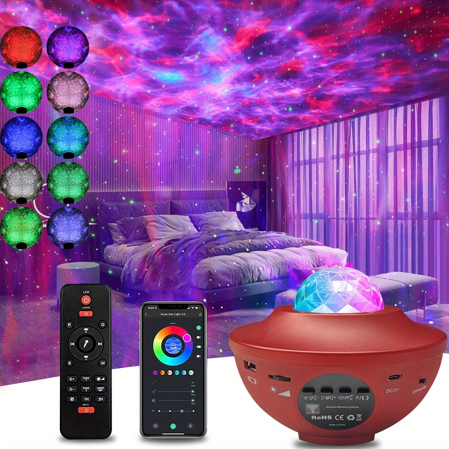 Starlight Projector 3 In 1 Starry Night Light With Music & Remote
