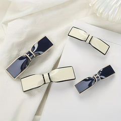 Glossy Bow Barrette Contrast Trim Hair Clip for Women and Girls
