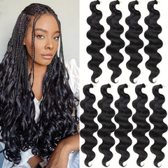 Natural Body Wave Braiding Hair Pre-Feathered French Curl Wavy Crochet Braids 1B