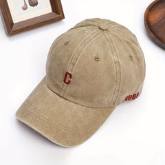 C Letter Denim Baseball Cap Sunshade Peaked Retro Curved Brim Hat