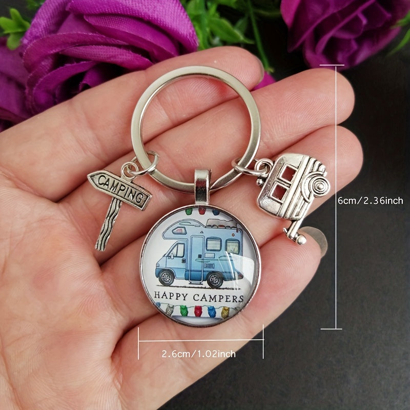 Camping Car Keychain I Love Camping Trailer Sign Tag Holiday Memorial Gift Men