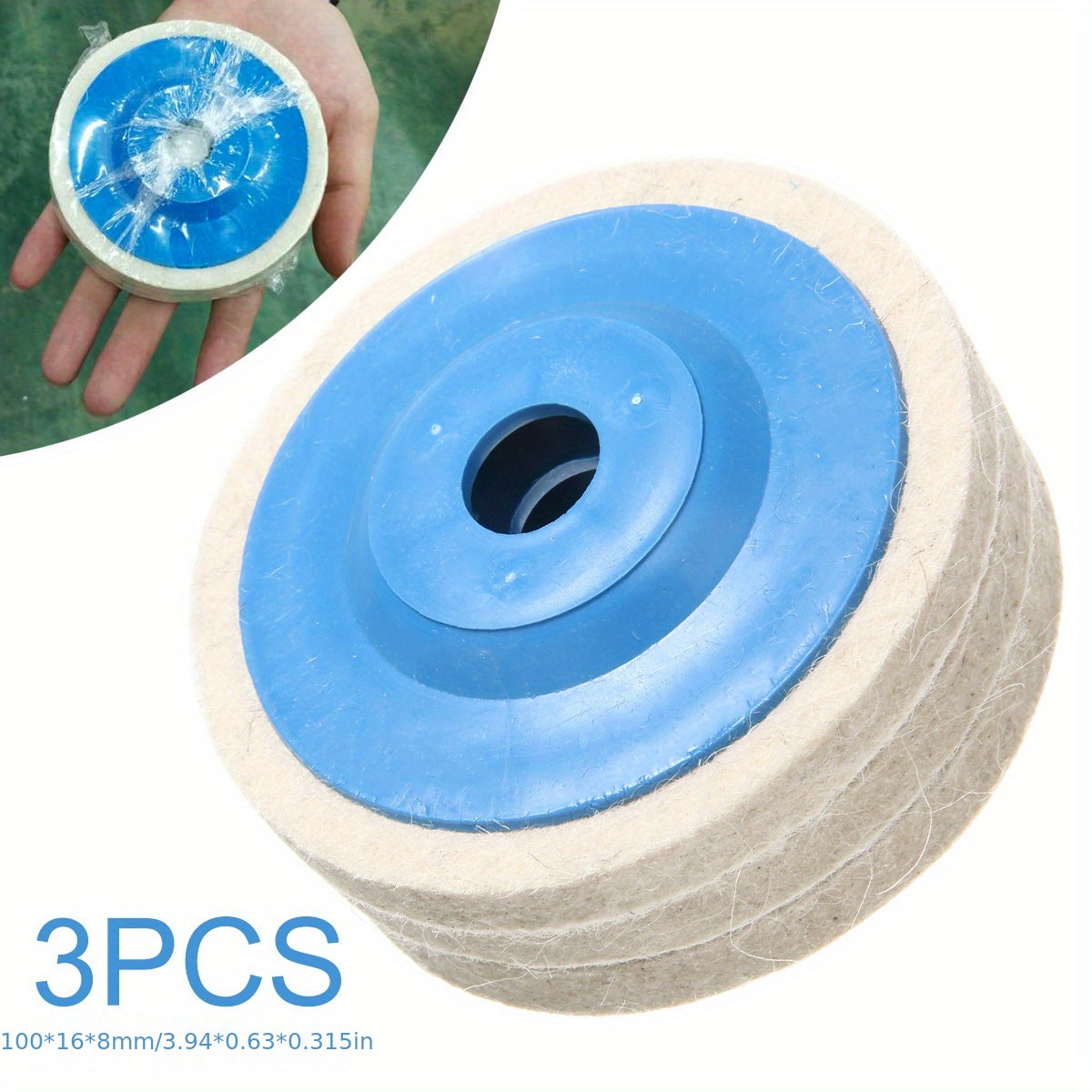 3pc 100mm Wool Buffing Wheel Set