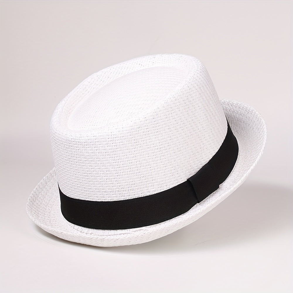 Casual Sunshade Straw Hat With Band for Outdoor Travel Seaside Unisex