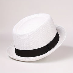 Casual Sunshade Straw Hat With Band for Outdoor Travel Seaside Unisex