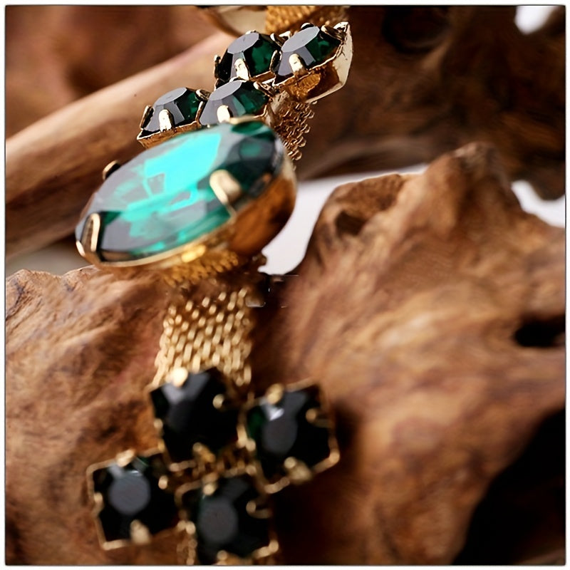 Emerald Hair Accessory Court Style Golden Chain Green Crystal Headband