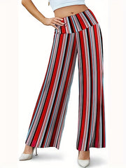 Striped High Waist Wide Leg Pants for Women