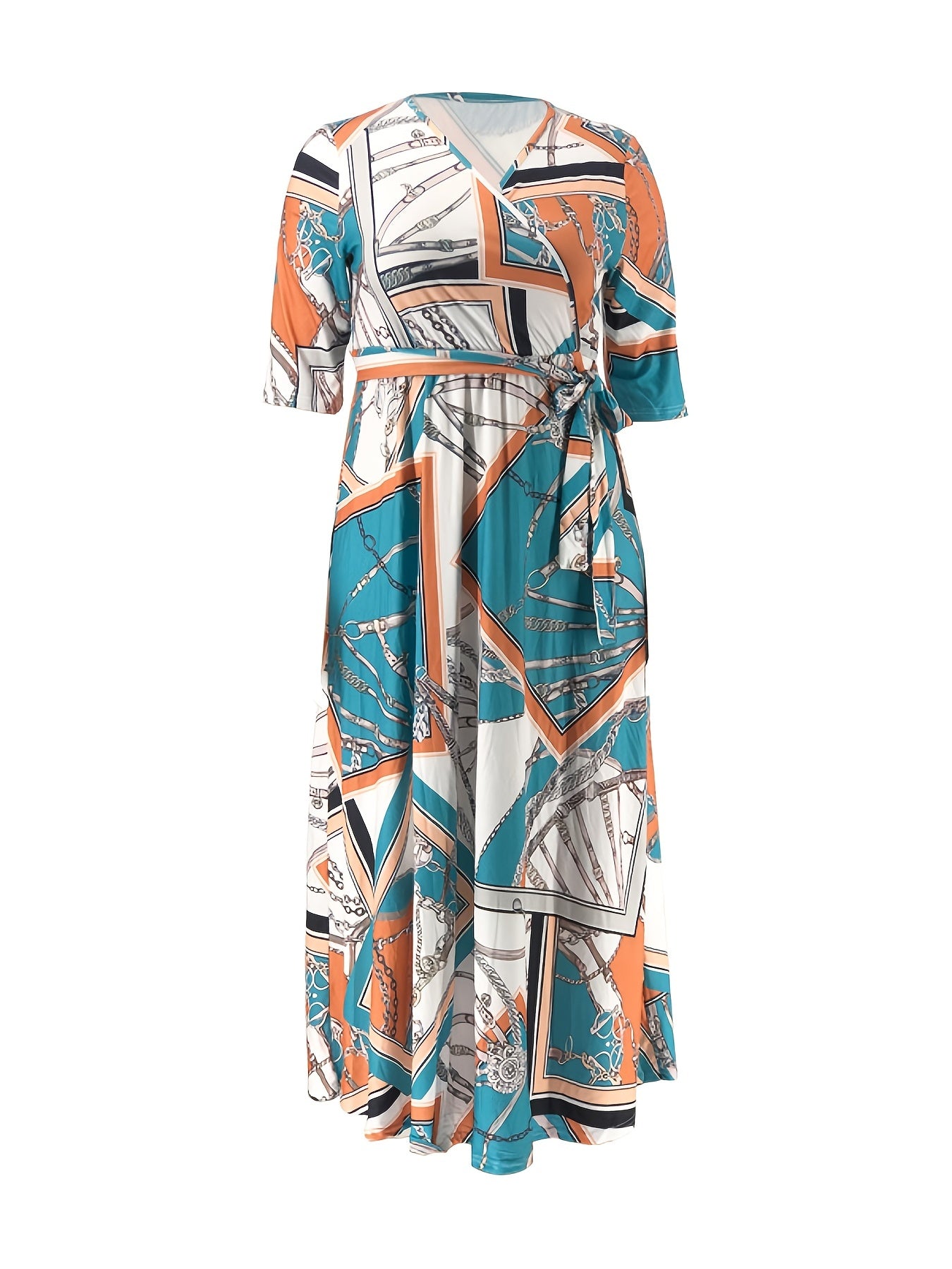  Casual Dress Women's Plus Painting Print Half Sleeve Maxi Dress