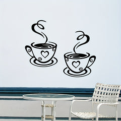 2 Pcs Coffee Cups Wall Decal Vinyl Sticker for Home Office Kitchen Cafe