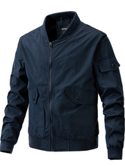 Men's Pocket Zipper Baseball Collar Thin Jacket Casual
