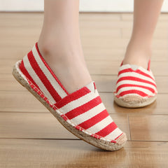 Striped Pattern Espadrille Flat Shoes Women's Footwear