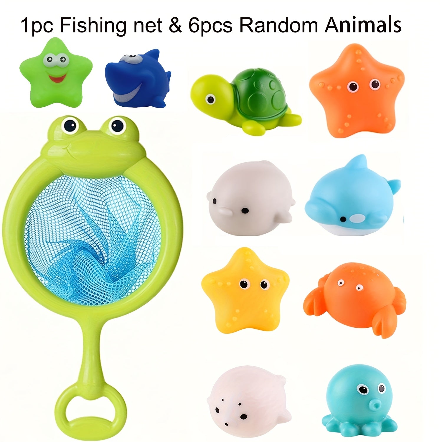 Light Up Sea Animals Set Glitter Colorful Bath Toys - 8pcs