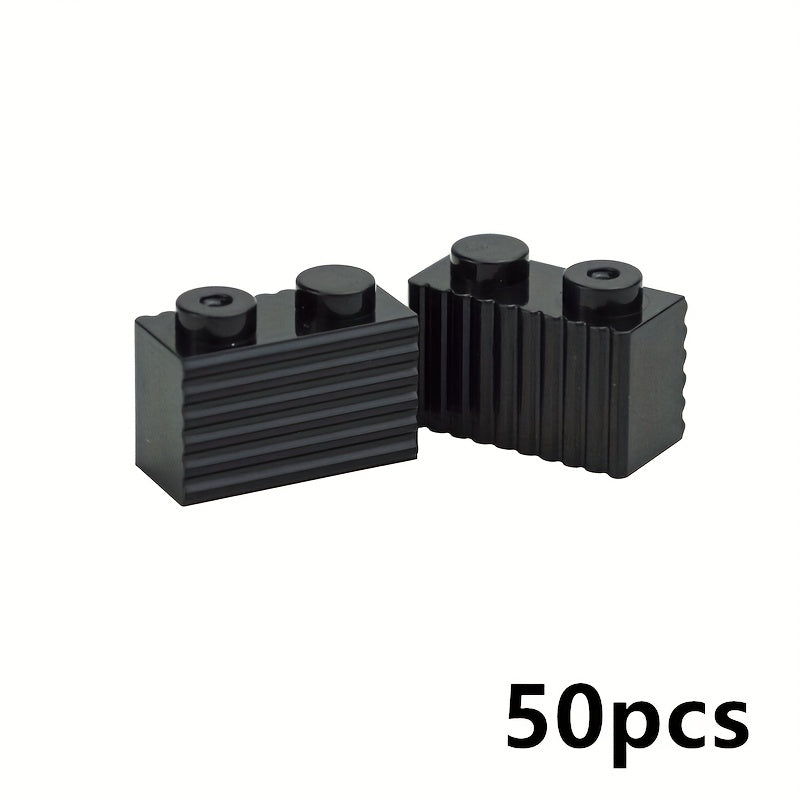 50pcs 1x2 Textured City Fence Blocks for Wall Decoration