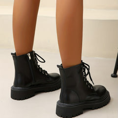 Women's Combat Boots Lace Up & Side Zipper Ankle Boots